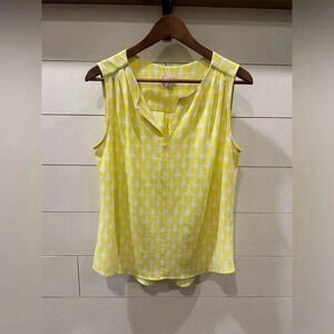 Pixley Bright Yellow Geometric Tank Blouse- medium